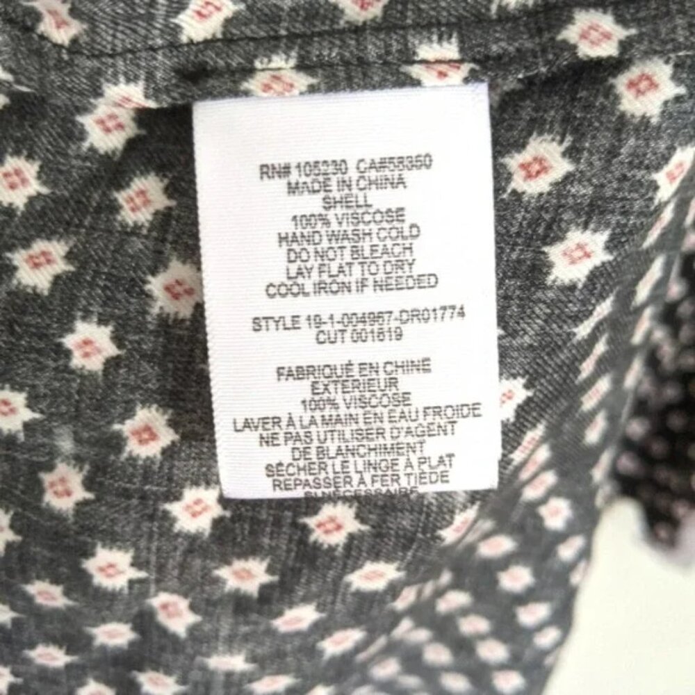 Joie Myune Tie Waist button down shirtdress black printed dolman sleeve Sz M - Picture 7 of 13